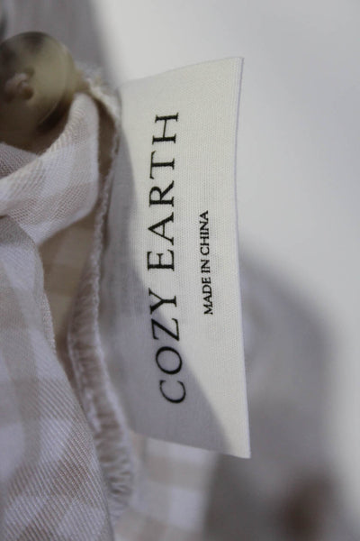 Cozy Earth Women's Long Sleeve Button Down Sunkissed Gingham XL