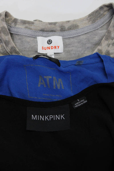 Sundry ATM Mink Pink Womens Leopard Print Long Sleeve Top Gray Size 2 M S Lot 3
