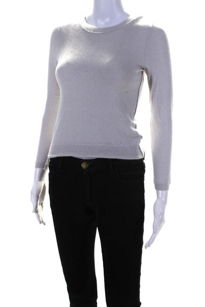 Brazeau Tricot Womens Crew Neck Cropped Sweater Ivory Cashmere Size 1