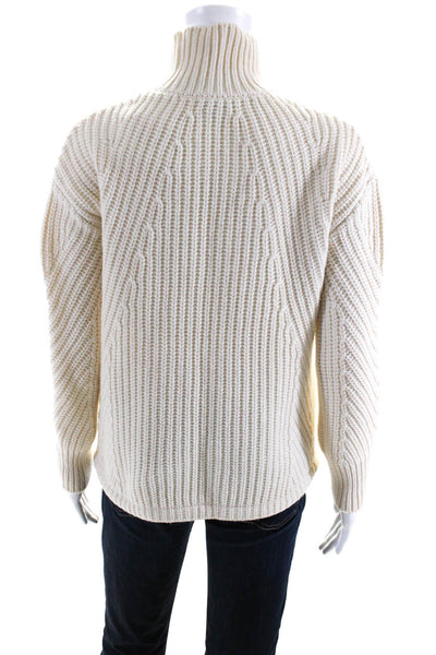 J Crew Womens Merino Wool Ribbed Knit Drawstring Hem Sweater Cream Size 3XS