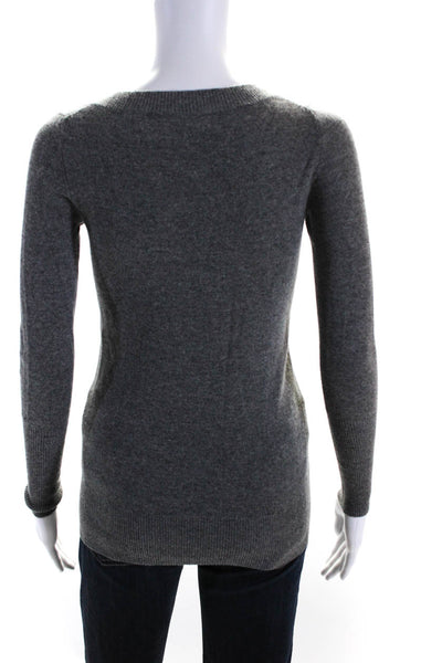 J Crew Womens Cashmere V-Neck Long Sleeve Pullover Sweater Gray Size 2XS