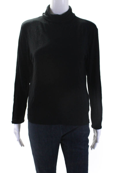 Loulou Studio Womens Long Sleeve Turtleneck Ribbed Shirt Black Size Medium