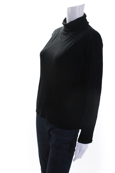 Loulou Studio Womens Long Sleeve Turtleneck Ribbed Shirt Black Size Medium