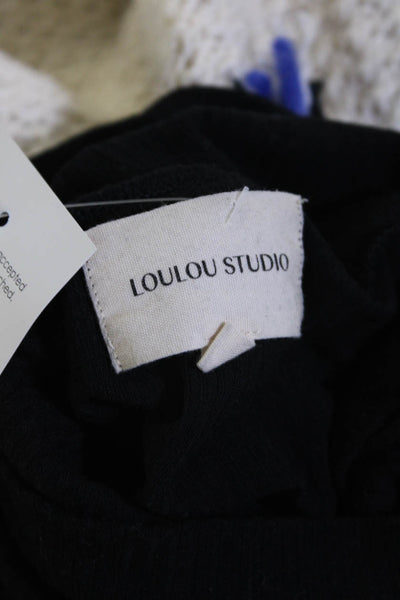 Loulou Studio Womens Long Sleeve Turtleneck Ribbed Shirt Black Size Medium