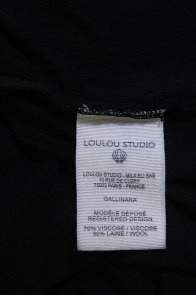 Loulou Studio Womens Long Sleeve Turtleneck Ribbed Shirt Black Size Medium