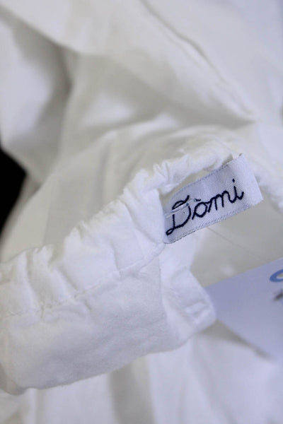 Domi Womens Cotton Drawstring Waist Straight Leg Capri Trousers White Size M