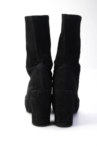 Stuart Weitzman Womens Slip On Block Heel Pointed Toe Booties Black Suede Size 9