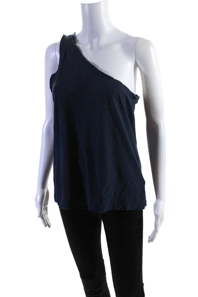 Nation LTD Womens Sleeveless One Shoulder Top Navy Blue Cotton Size Medium