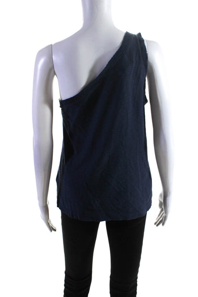 Nation LTD Womens Sleeveless One Shoulder Top Navy Blue Cotton Size Medium