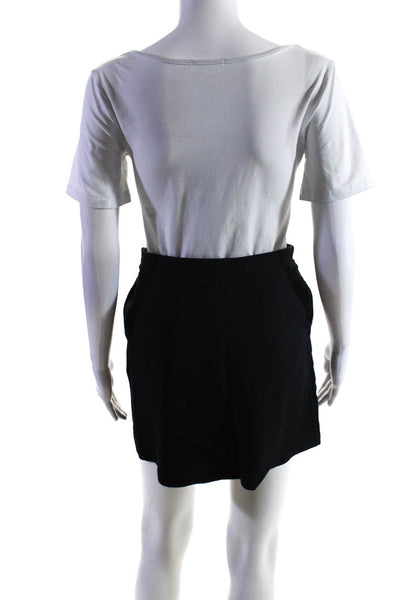 Twenty Womens Side Zip Faux Leather Trim Knit A Line Skirt Black Size Small