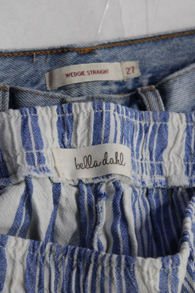 Levis Bella Dahl Womens Straight Leg Jeans Striped Pants Blue Small 27 Lot 2