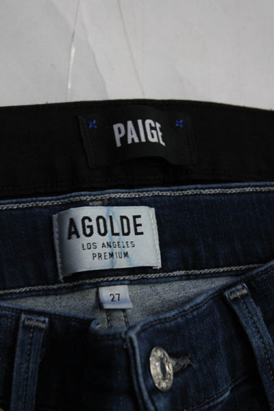 Paige Agolde Womens High Rise Skinny Ankle Jeans Black Blue Size 26 27 Lot 2