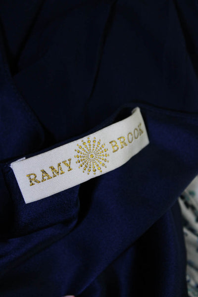 Ramy Brook Womens Silk One Shoulder Straight Leg One Piece Jumpsuit Navy Size M