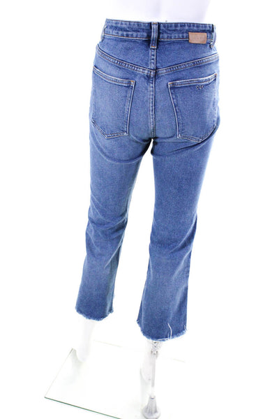 CQY Womens Cotton Denim Stonewashed Frayed Hem Straight Leg Jeans Blue Size 26