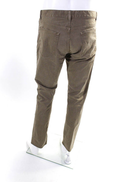 Theory Mens Cotton Flat Front Slim Fit Straight Leg Haydin Pants Brown Size 34