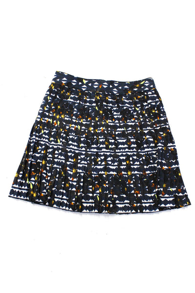 J Crew Zara Womens Dress Navy Pleated Printed A-line Skirt Size 0 S Lot 2