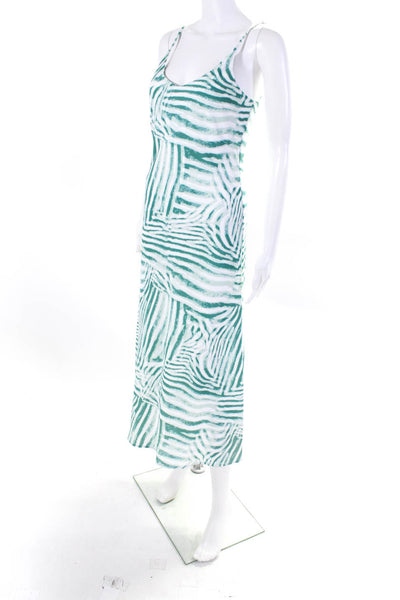 Ena Pelly Womens Green White Printed Scoop Neck Sleeveless Shift Dress Size 6