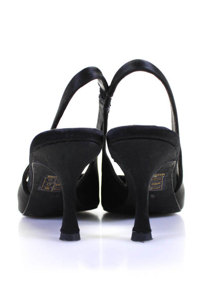 Senso Womens Satin Pointed Toe Slingbacks Pumps Black Size 37 7