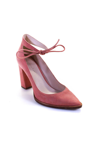 Loeffler Randall Womens Suede Ankle Strap Pointed Toe Pumps Pink Size 7 B