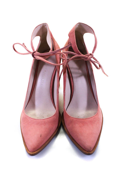 Loeffler Randall Womens Suede Ankle Strap Pointed Toe Pumps Pink Size 7 B