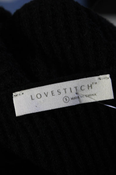 Lovestitch Womens Waffle Knit Dolman Sleeve Boat Neck Sweater Black Size Small