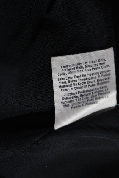 DKNY Womens Wool Ruffled Buttoned Long Sleeve V-Neck Blazer Jacket Black Size 4