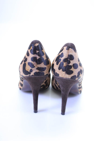 Lauren Ralph Lauren Womens Animal Print Peep Toe Stiletto Heels Brown Size 8.5