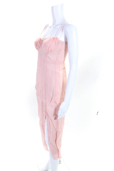 Capulet Womens Linen Darted Zipped Sleeveless Front Slit Maxi Dress Pink Size XS