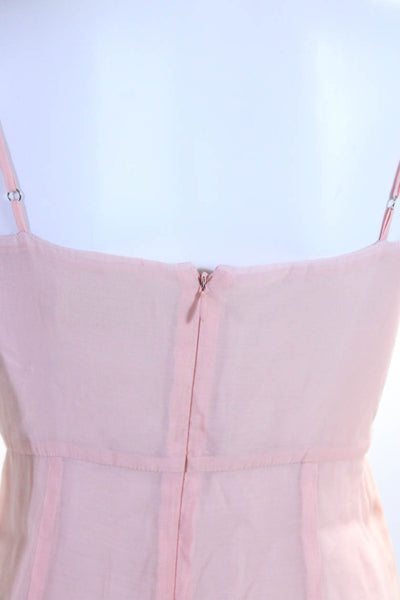 Capulet Womens Linen Darted Zipped Sleeveless Front Slit Maxi Dress Pink Size XS