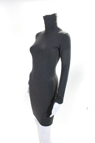 Travis Taddeo Womens Long Sleeve Pullover Midi Turtleneck Dress Gray Size XS