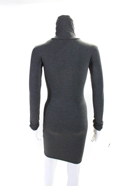 Travis Taddeo Womens Long Sleeve Pullover Midi Turtleneck Dress Gray Size XS