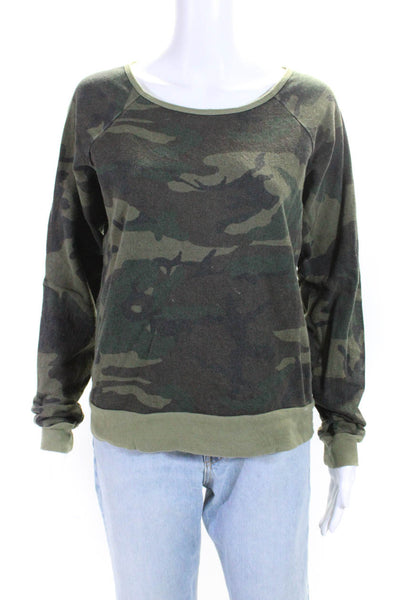 Elizabeth and James Womens Camouflage Print Long Sleeve Sweatshirt Green Size XS