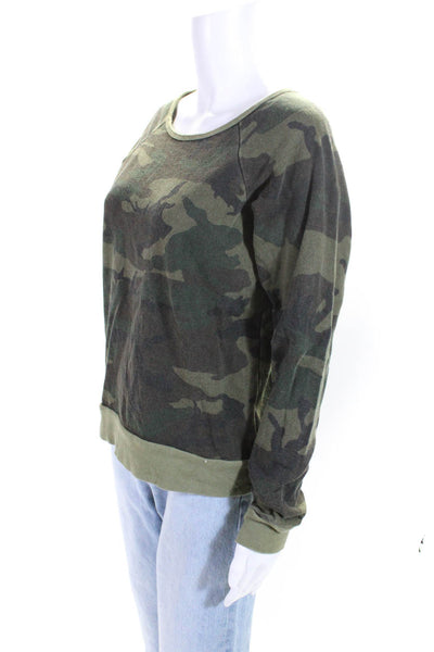 Elizabeth and James Womens Camouflage Print Long Sleeve Sweatshirt Green Size XS