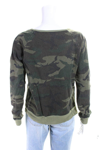 Elizabeth and James Womens Camouflage Print Long Sleeve Sweatshirt Green Size XS