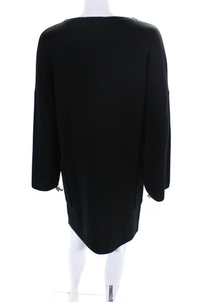 Saint James Womens Wool Long Sleeve Patch Pocket Shift Dress Black Size 6