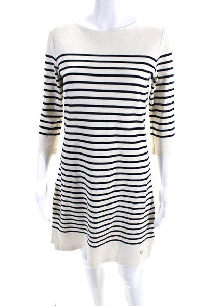 Armor Lux Womens Cotton Long Sleeve Striped Sweater Dress White Size 1