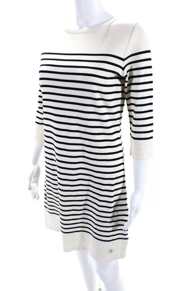 Armor Lux Womens Cotton Long Sleeve Striped Sweater Dress White Size 1