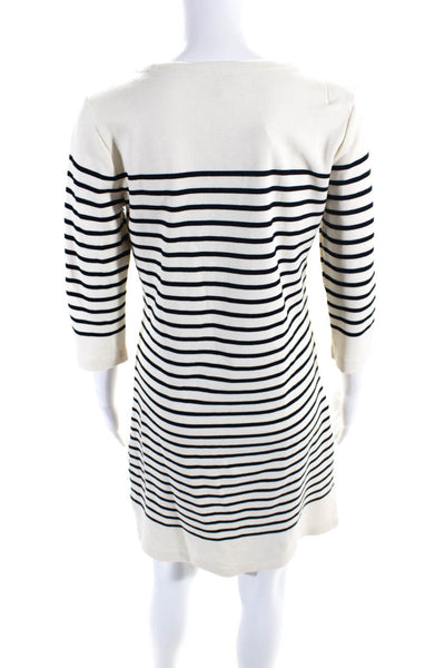 Armor Lux Womens Cotton Long Sleeve Striped Sweater Dress White Size 1