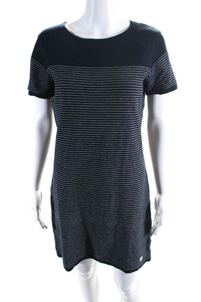 Armor Lux Womens Cotton Short Sleeve Striped Knit Shift Dress Blue Size 1