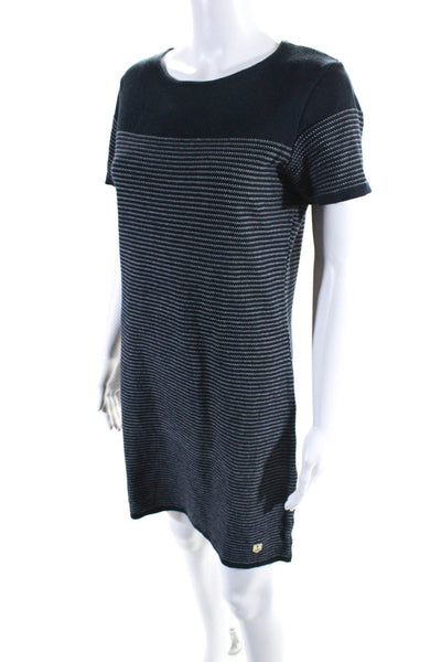 Armor Lux Womens Cotton Short Sleeve Striped Knit Shift Dress Blue Size 1