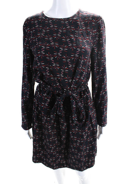 Armor Lux Womens Long Sleeve Abstract Print Tie Waist Shift Dress Blue Size 38