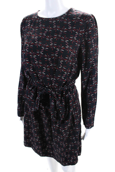 Armor Lux Womens Long Sleeve Abstract Print Tie Waist Shift Dress Blue Size 38