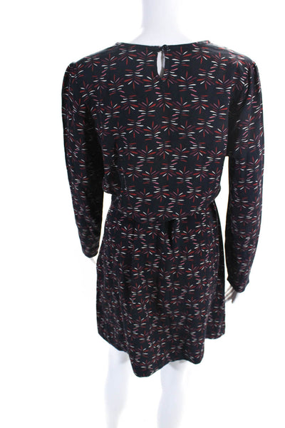 Armor Lux Womens Long Sleeve Abstract Print Tie Waist Shift Dress Blue Size 38