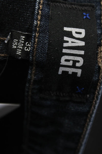 Paige Womens Five Pocket Button Closure Mid-Rise Straight Leg Jeans Blue Size 33