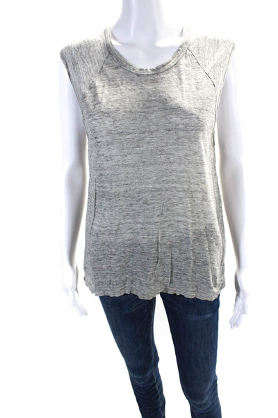 A.L.C. Womens Heathered Linen Scoop Neck Sleeveless Pullover  Top Gray Size XS