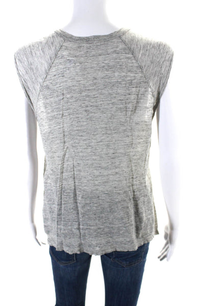 A.L.C. Womens Heathered Linen Scoop Neck Sleeveless Pullover  Top Gray Size XS