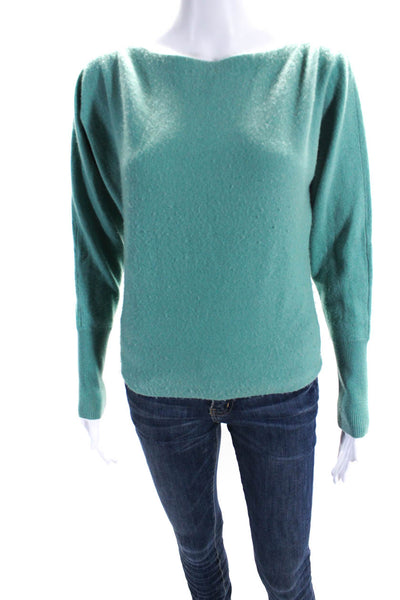 Intermix Womens Cashmere Batwing Long Sleeve Round Neck Sweater Green Size P