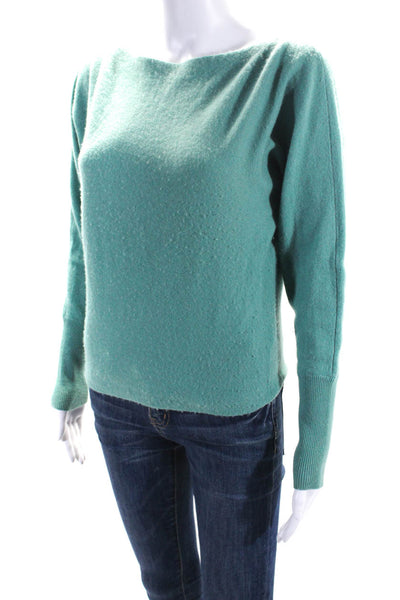 Intermix Womens Cashmere Batwing Long Sleeve Round Neck Sweater Green Size P