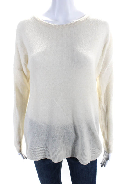 Minnie Rose Womens Cashmere Long Sleeve Round Neck Knit Top Beige Size S