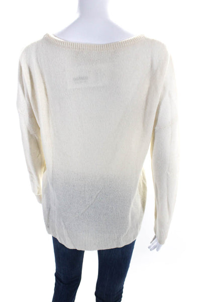 Minnie Rose Womens Cashmere Long Sleeve Round Neck Knit Top Beige Size S